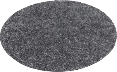 Produktbild von Shaggy Hochflor Teppich Wohnzimmer - Rund 120 cm - Anthrazit - Einfarbige Schlafzimmer-Teppiche