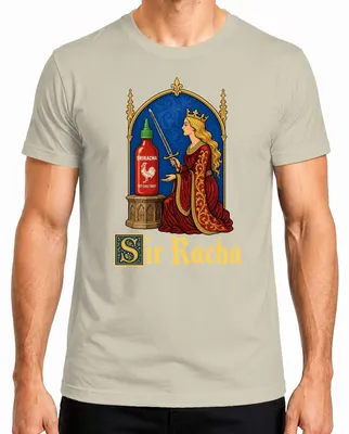 Produktbild von Sir Racha Sriracha Hot Sauce Königin Schwert Statement Sarkasmus Herren T-Shirt, Natur, M