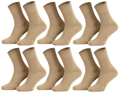 Tobeni 6 Paar Bambus-Socken ohne Gummi Damen Herren Business-Socken Beige