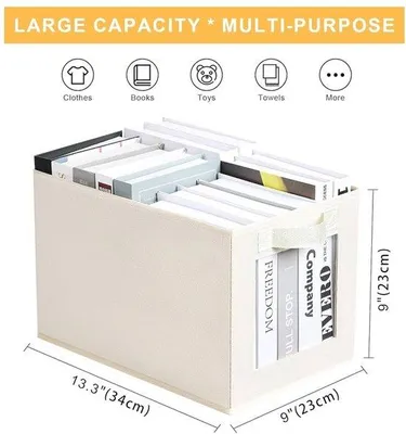 Image de Boîte de rangement en tissu avec fenêtre - Boîte de rangement empilable - Lot de 6 - Boîte de rangement en tissu avec couvercle transparent