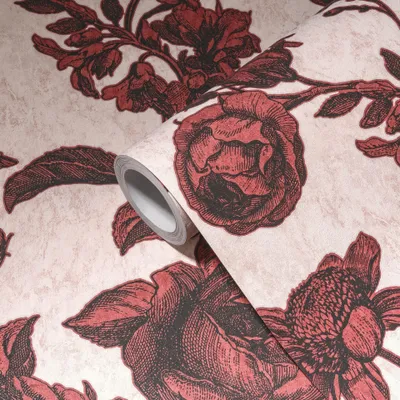 Produktbild von A.S. Creation | Blumentapete | Vliestapete | Kollektion MY HOME MY SPA | 387004 | Rot | 10.05 x 0.53 m | Blumen | Wohnzi