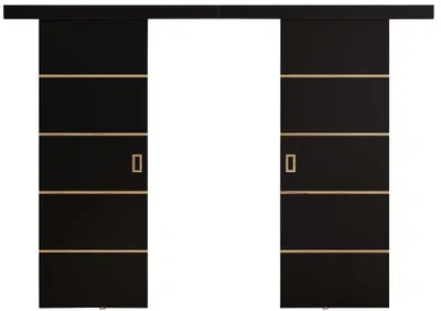 Produktbild von KIER FURNITURE Schiebetür Komplettset WERDI PLUS DUO Sliding Door, Raumteiler Schiebetür Schwarz 132x205x1,6 cm