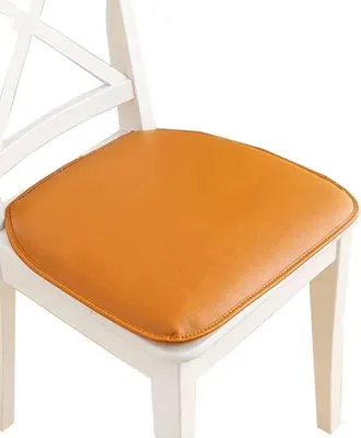 Obrázek produktu pro Sada 4 oranžových sedáků na židle zPolyuretankůže, 43 x 40 cm, protiskluzové, s pásky, elegantní