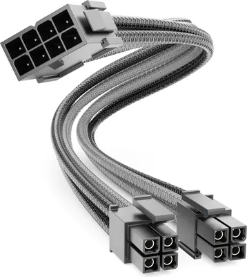 Produktbild von deleyCON 4+4-Pin EPS CPU Prozessor Strom Kabel Intern 30 cm - 18 AWG PSU Mainboard Motherboard PC Computer Netzteil Nylon Stromkabel Stromversorgung Stecker auf Buchse - Schwarz Grau