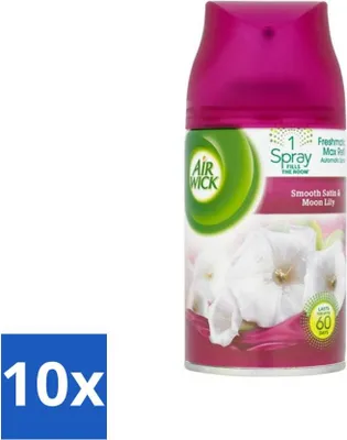 Zdjęcie produktu dla Air Wick Freshmatic – wkład do odświeżacza powietrza – Lilia i satyna – 250 ml – opakowanie ekonomiczne – 10 sztuk