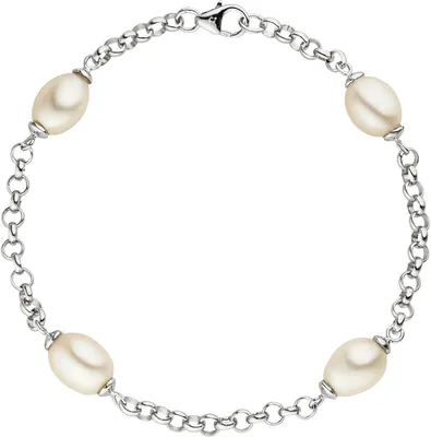 Produktbild von Armband Armkette Armschmuck Süßwasser Perlen 925 Silber Damen 19cm