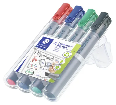 Produktbild von STAEDTLER Lumocolor 356 B Flipchart-Marker mit Keilspitze Box mit 4 Farben