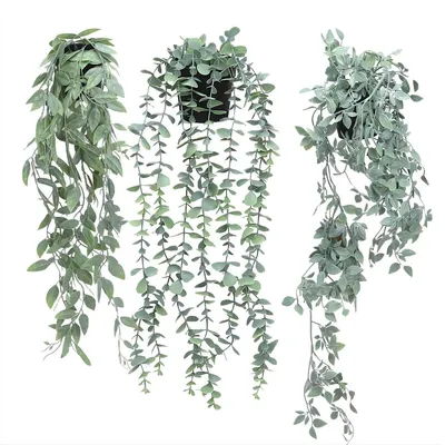 Productafbeelding van Kunstplanten set, 3 stuks – Decoratieve kunstplanten voor wand, plafond en binnen-/buitenruimte – Groen