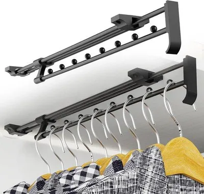 Produktbild von Ausziehbare Kleiderstange, 2 Stück, verstellbare Kleiderbügel, 25-45 cm, platzsparend in Schränken, zur Organisation von Kleidung und Hosen (45 cm)