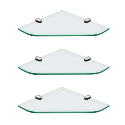 Produktbild von S'AFIELINA Glasregal Duschablage Glas Eckregal 6mm Hartglas Glasablage Dusche Glas Ablage für Badezimmer Dusche Ablage 230 x 230 mm,3 Stück