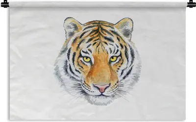 Produktbild von MuchoWow® Wandteppich Wandbehang Tiger - Kopf - Gelb 60x40 cm Tapisserie Dekoration Wandtuch - Wanddekorationen