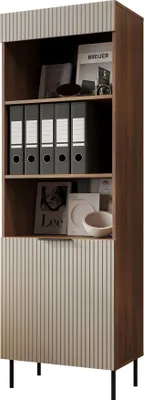 Produktbild von MIRJAN24 Hochvitrine Almera SR03, Stilvoll Wohnzimmer, Vitrine mit eins Drehtüren (Farbe: Nuss Warmia / Cashmere)