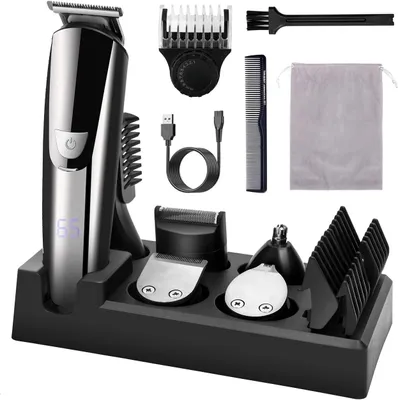Produktbild von 6-in-1 Barttrimmer Herren, elektrischer Haarschneider & Nasenhaartrimmer, Körperhaartrimmer, Detailtrimmer – Bartrasierer