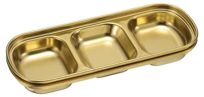 2er Set Edelstahl Dip-Schalen, 3 Fächer, Gold, 20,5 cm