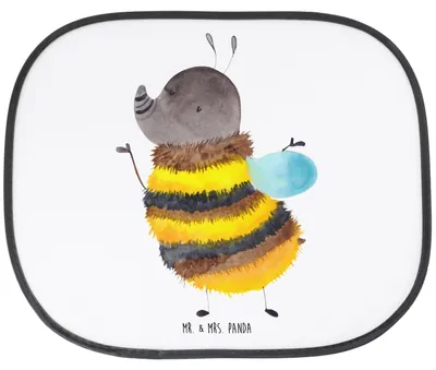 Produktbild von Mr. & Mrs. Panda Sonnenschutz Auto Hummel flauschig - Weiß - Geschenk, Natur, Blume, saugnapf, Autoscheibe, Lustige Sprüche, Fürs, Hitzeschutz, Biene