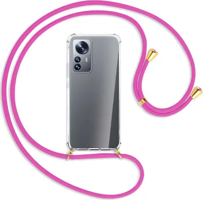 Produktbild von Handykette Backcover-Schutzhülle mit Band (Metall goldfarben) für Xiaomi 12 Pro - hot pink
