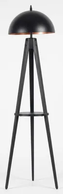 Produktbild von Stehleuchte Beistelltisch Industrial Design Holz Schwarz Regal Lampe