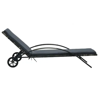 Produktbild von vidaXL Sonnenliegen mit Tisch Poly Rattan Anthrazit