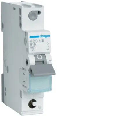 Produktbild von Hager LS-Schalter 1polig 6kA B-16A 1M QC MBS116