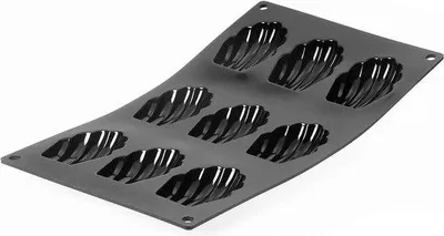 Produktbild von Famanu Silikon Backform - 9 Madeleines Schwarz - Flexibles Backzubehör