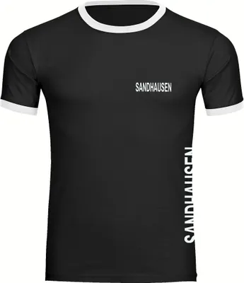 Produktbild von multifanshop Kontrast T-Shirt - Sandhausen - Brust & Seite, schwarz/weiß, Größe S
