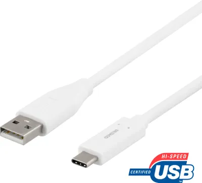 Obrázek produktu pro Deltaco USBC-1009M, 1 m, USB C, USB C, USB 2.0, 0,48 Gbit/s, Bílá