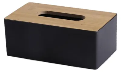 Produktbild von Tissuebox mit Bambusdeckel - Schwarz