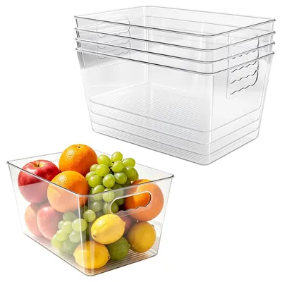Kühlschrank-Organizer 4er-Set, transparent, 28,6x19,1x15,2 cm
