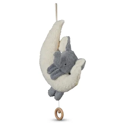 Produktbild von Efie Baby Spieluhr Elefant auf Mond – Melodie LaLeLu, Kuschelspieluhr aus kbA Baumwolle, Germany
