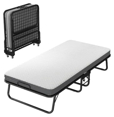 Immagine prodotto di Letto pieghevole - Letto per ospiti - Letto a scomparsa - Divano letto - Divano trasformabile - Struttura in metallo nero - 90x190 cm