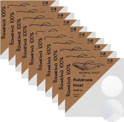 Obrázek produktu pro Plátno na malířské desce sada 10 kusů 10x10 cm - Bavlněné plátno 280 g/m² - 3 vrstvy základní barvy s gesso - Umělecké potřeby pro malbu