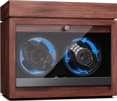 Produktbild von Klarstein Uhrenbeweger für Automatikuhren, Automatik-Uhrenbeweger für 2 Uhren, Automatikuhr Uhrenbeweger mit Acryl-Tür, Automatischer Uhrenbeweger, Blaue LEDs, Watch Winder mit 4 TPD Einstellungen