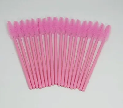 Produktbild von Augenbrauen- und Wimpernbürsten für künstliche Wimpernverlängerungen – 50 Stück im Einweg-Set, Rosa