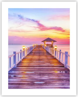 Produktbild von Poster - Poster ohne Rahmen - Sonnenuntergang Wasser Brücke Horizont - 40x50 cm - Wand Bild - Wanddeko - Wandbilder - Kunstposter - Wandposter - Bilder - Kunstdruck - Wandbild - P2XPA40x50-2515