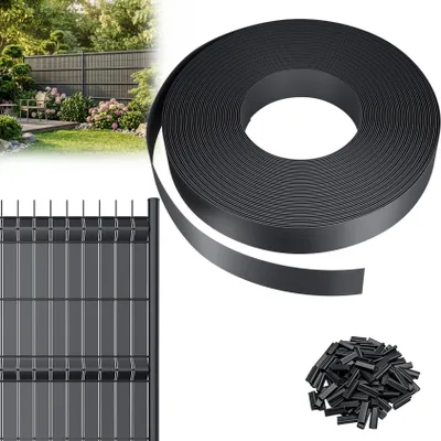 Produktbild von XMTECH PVC Sichtschutzstreifen 4,7 cm, Zaun Sichtschutzstreifen UV-beständig Wetterfest mit Clips, Zaun Sichtschutz Garten Balkon, 70m, Anthrazit