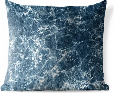Produktbild von MuchoWow® Outdoor Kissen - Marmor - Blau - Weiß - 50x50 cm - Wetterfest - Lounge Kissen - Komfortabel - Kissen mit Bild