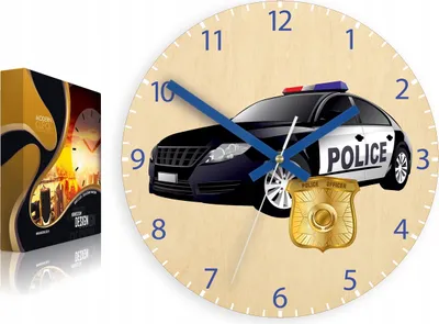 Produktbild von ModernClock, wanduhr, Silent Wanduhr, Wanduhr für Kinder, Polizeiauto 30cm