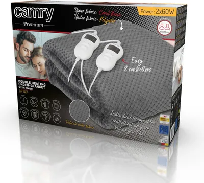 Image de Camry CR 7417 electric blanket 2x 60 W Gray