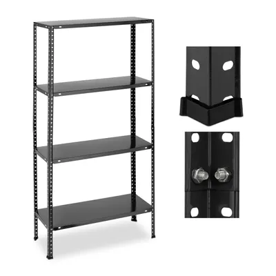 Produktbild von Relaxdays Schwerlastregal, Traglast 160 kg, 4 Ebenen, HBT 147,5 x 75,5 x 30,5 cm, Keller & Garage, Metallregal, schwarz
