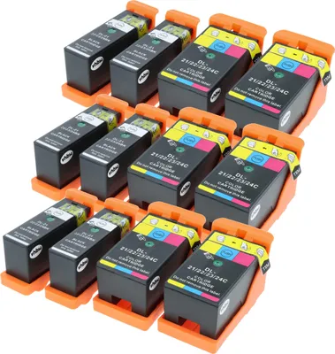 Zdjęcie produktu dla 12 wkładów atramentowych vhbw kompatybilnych z drukarkami Dell All-in-One V515, V313W, V313, P713W, P713, P513W, P513, V715W, V715, V515W (kompatybilne)