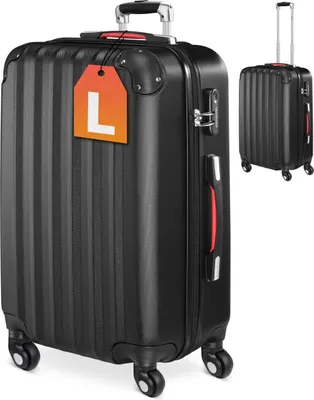 Produktbild von MONZANA® Koffer Handgepäck ABS Hard Case 4 Rollen Teleskopgriff Zahlenschloss Kantenschutz Reisekoffer Hartschalenkoffer Rollkoffer Trolley Schwarz L