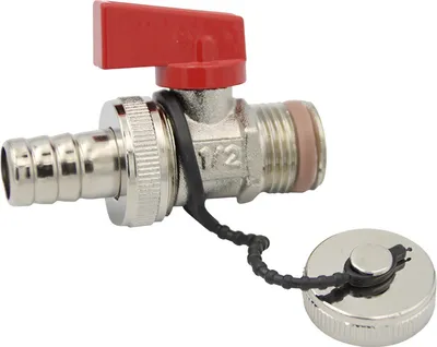 Produktbild von sanicomfort KFE Kugelhahn 1/2 Zoll 21,3 mm, vernickelt, mit Schlauchverschraubung und Verschlusskappe, Füll- und Entleerungshahn chrom