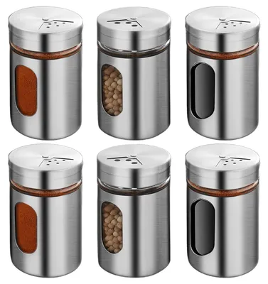 Immagine prodotto di Omgoods - Set di 6 contenitori per spezie da 80 ml con coperchio in acciaio inossidabile a vite