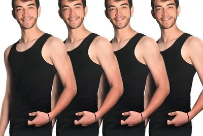 Produktbild von Toker Collection® Achselhemd Herren Unterhemd, Tank-Shirt, Achselhemd - (im 4'er Pack) in Schwarz (Sparpack, 4er- Pack) aus reiner Baumwolle, Größe .5