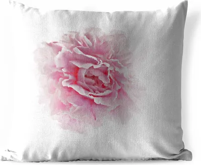 Produktbild von MuchoWow® Outdoor Kissen - Draufsicht auf eine rosa Pfingstrose mit weißem Hintergrund - 60x60 cm - Wetterfest - Lounge Kissen - Dekoration - Schlaf Kissen