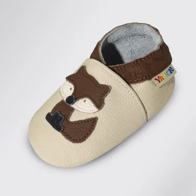 Produktbild von YALION Lauflernschuh Leder Baby Krabbelschuhe Fuchs Design Beige 22/23EU