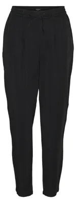 Productafbeelding van VERO MODA damesbroek, model Vmharper, smalle pijpen, elastische tailleband, zwarte denim, maat XS / 32L EU