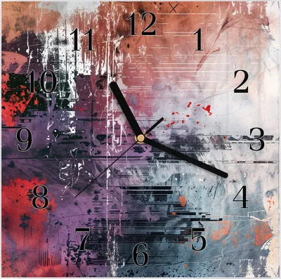 Produktbild von Wanduhr aus Glas mit Motiv Abstrakte Kunst- 30 x 30 cm - inkl. Aufhängesystem