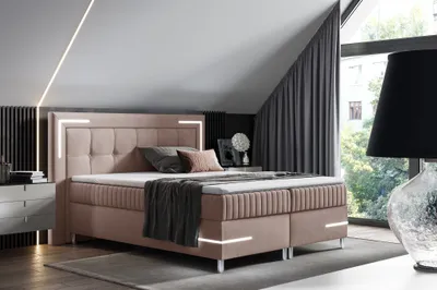Produktbild von Boxspringbett Schlafzimmerbett 140x200cm AMORE Nr.1 Altrosa inkl. LED-Beleuchtung