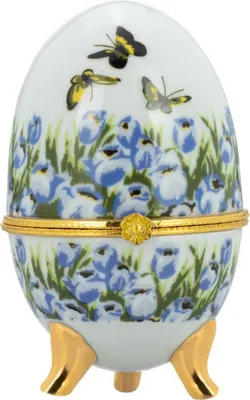 Produktbild von Nostalgie Porzellan-Ei-Dose auf Füßen "Tulpen", H 10 cm